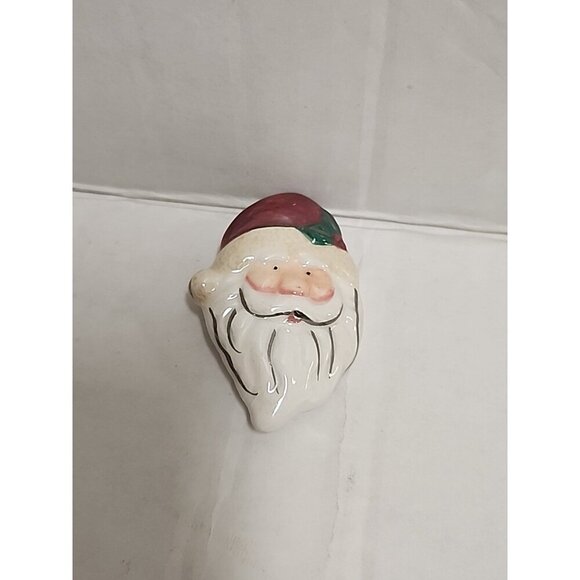 Santa Clause Face Brooch/Pin Christmas Porcelain - Picture 2 of 3